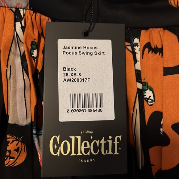 Collectif Jasmine hocus locus top and swing skirt Nwt pinup Halloween skull - Picture 4 of 4